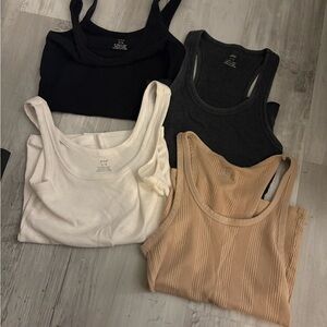 Women's Tank Top Set - Black, Gray, White, Tan